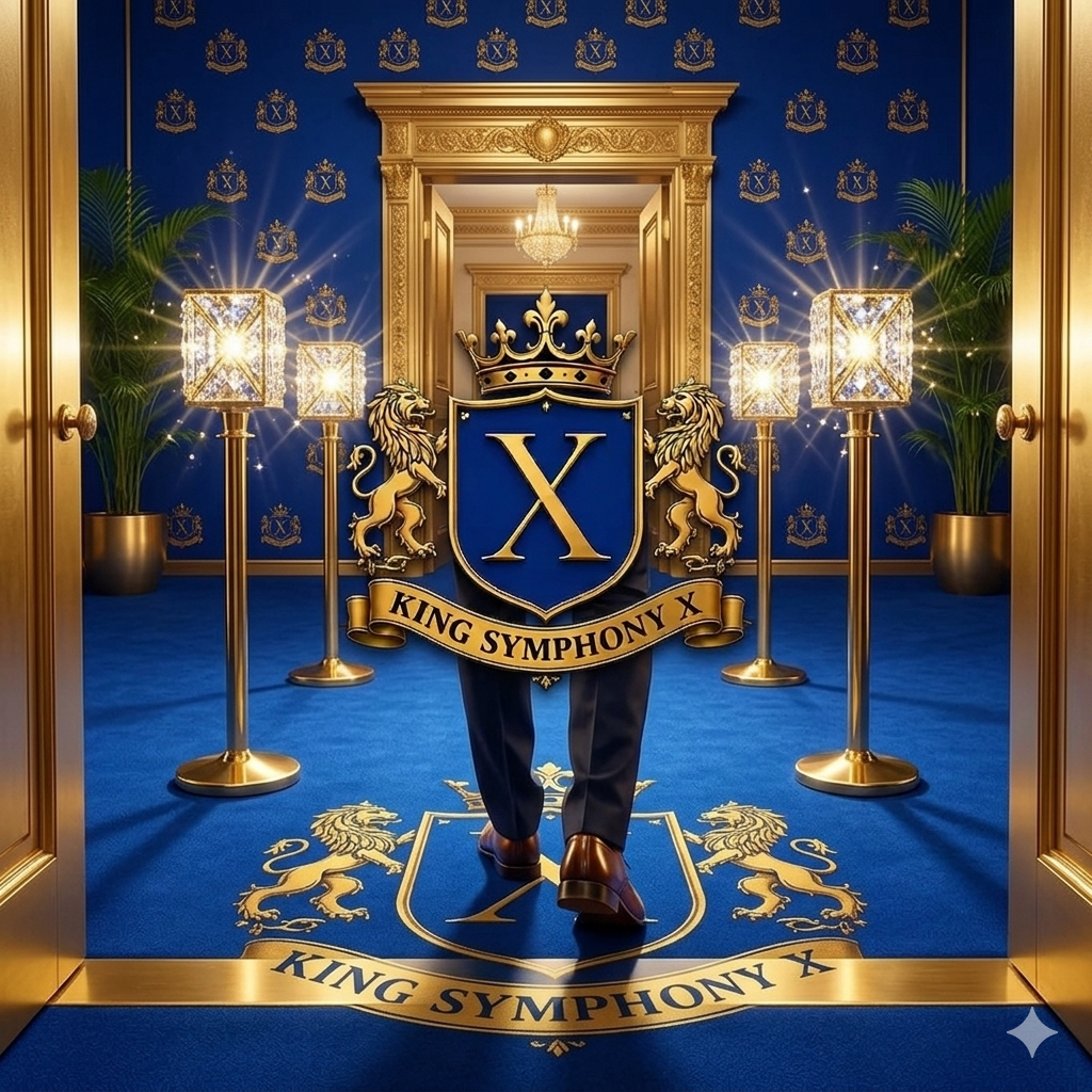 King Symphony X royal entrance with crest and lions